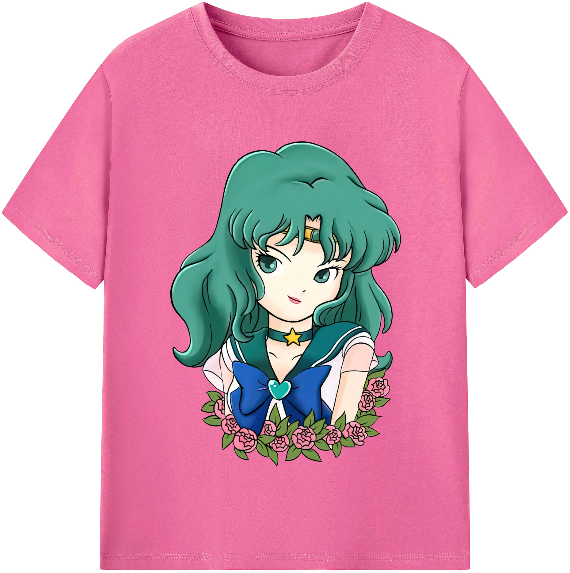 （画像用） 美少女戦士セーラームーン 海王 みちる（かいおう みちる） Sailor Moon Kaiou Michiru レディースカジュアルプリントTシャツ（綿100％）